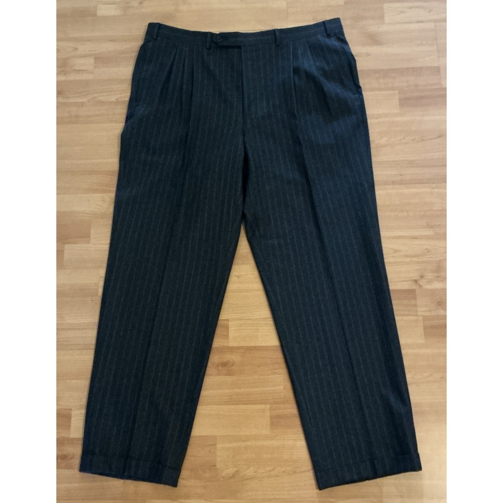 Samuelsohn SB‎ Como Super 110s Wool Pinstripe Trousers Charcoal 40W